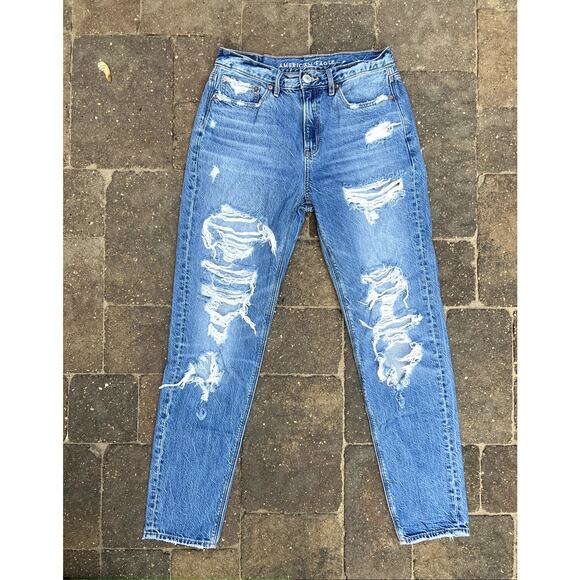 American Eagle high rise 90s slim boyfriend ripped jeans size 4x29 - Picture 2 of 4